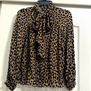 NEW Kate spade Modern Leopard Tie neck Shirt size XS